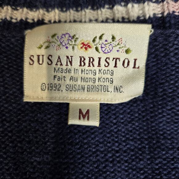 Vintage Susan Bristol Tennis Golf Country Club Cardigan Sweater Medium Flawed - Picture 10 of 15